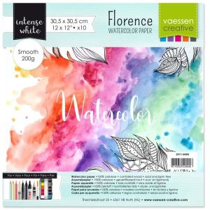 Florence • Papier Aquarelle 200g Lisse 30,5x30,5cm Blanc 10x