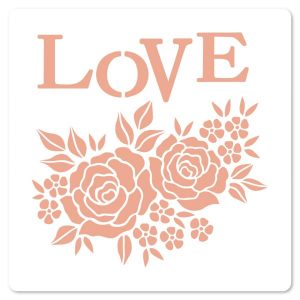 Pochoir 15 x 15 cm ROSES D'AMOUR - MURMURES