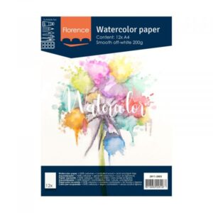Florence • Papier Aquarelle 200g Lisse A4 Blanc Cassé 12x