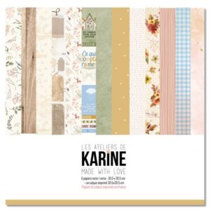 Made With Love Pack 6 papiers imprimés + 1 calque